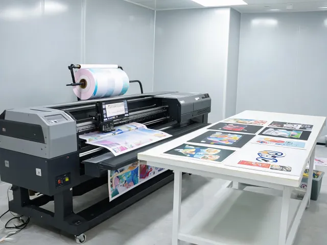 Eco-solvent printer cutting signage graphics for display work